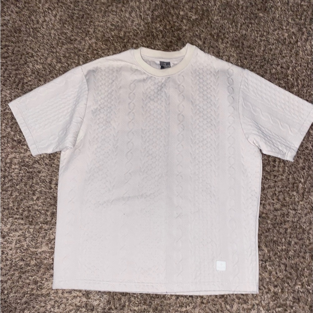 Men's White Textured T-Shirt